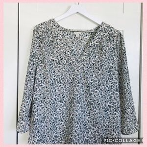 Floral print 3/4 sleeve blouse